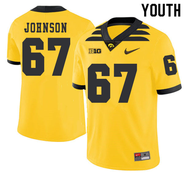 2019 Youth #67 Jaleel Johnson Iowa Hawkeyes College Football Alternate Jerseys Sale-Gold - Click Image to Close